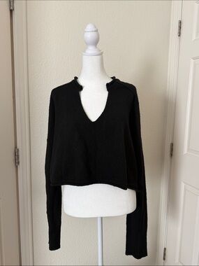 BDG Black V-Neck Cropped Sweater